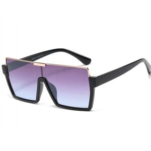 Women Oversized Designer Shield Sunglasses Flat Top Gradient Lens Fashion Shades